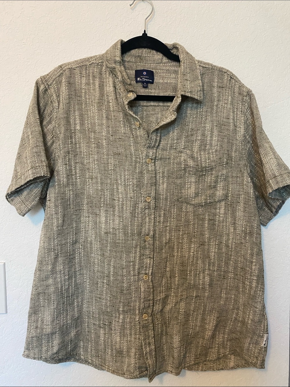 Ben Sherman Olive-Grey Short-Sleeve Button-Down Shirt